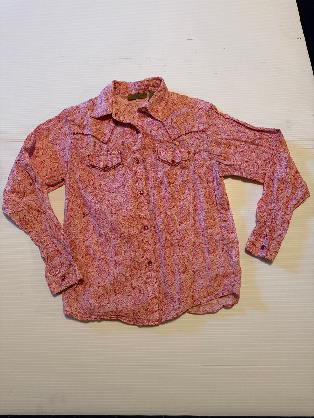 Wrangler Pink Paisley Long-Sleeve Button-Down Shirt